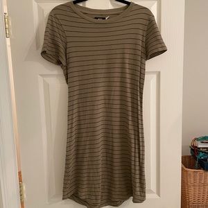 Olive green striped t-shirt dress